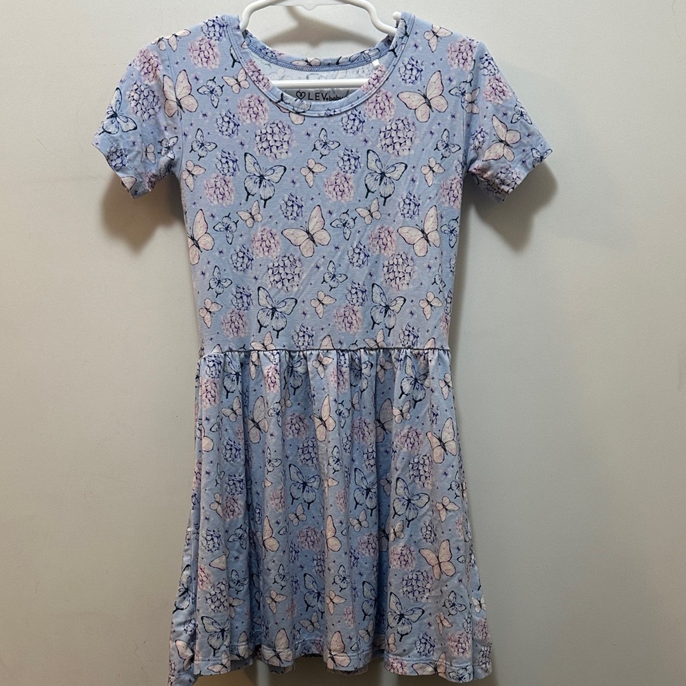 LEV Baby Bamboo Beautiful Kids Blue Butterfly 🦋 Dress Size 5T